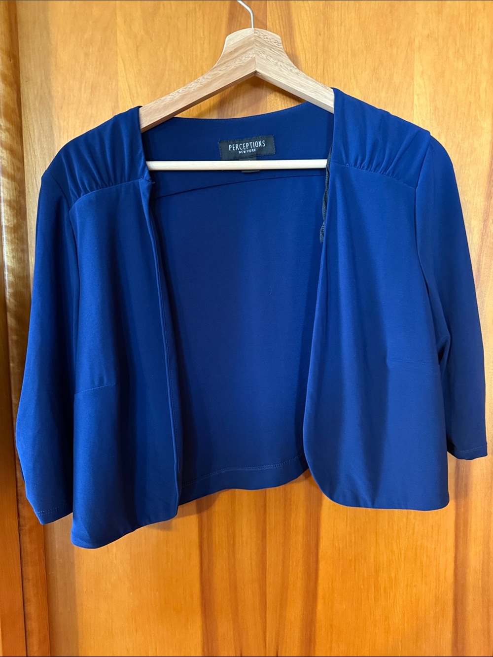 Perceptions Cobalt Blue Open-Front Cropped Blazer